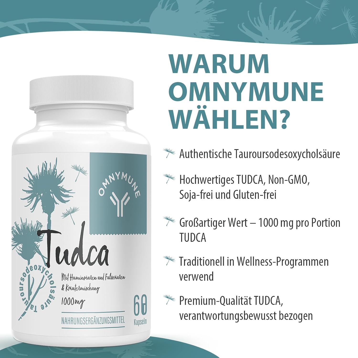 Detalle 2 de TUDCA 1000 mg Kapseln 60 Stück Nahrungsergänzungsmittel 💊