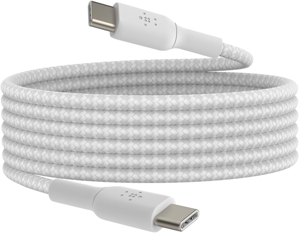 Detalle de Belkin BoostCharge braided USB-C to USB-C cable (6.6ft) – White