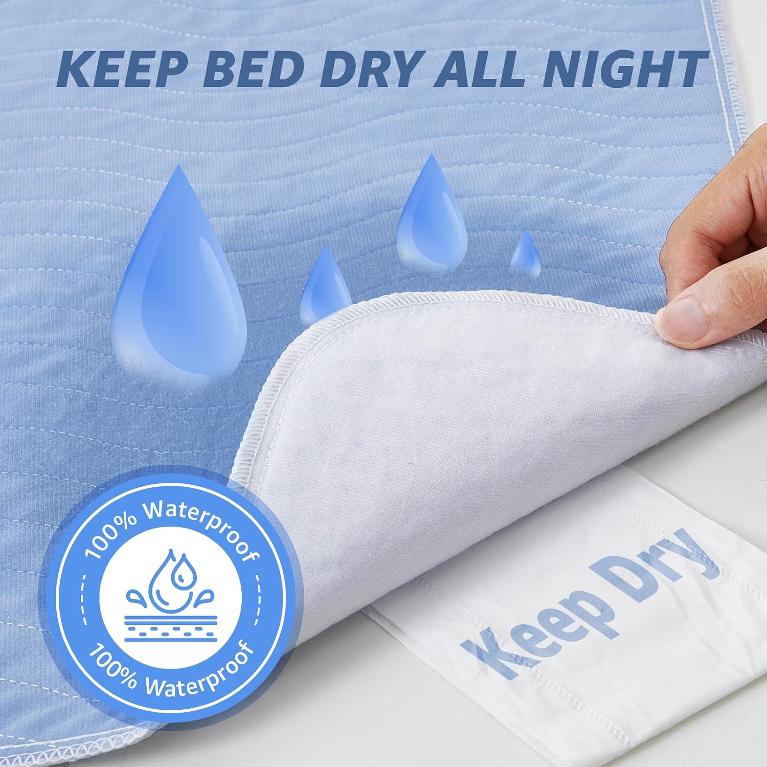 Detalle de PICK FOR LIFE 4-Pack Washable Incontinence Bed Pads & Bed Protector Sheets (86x91cm)
