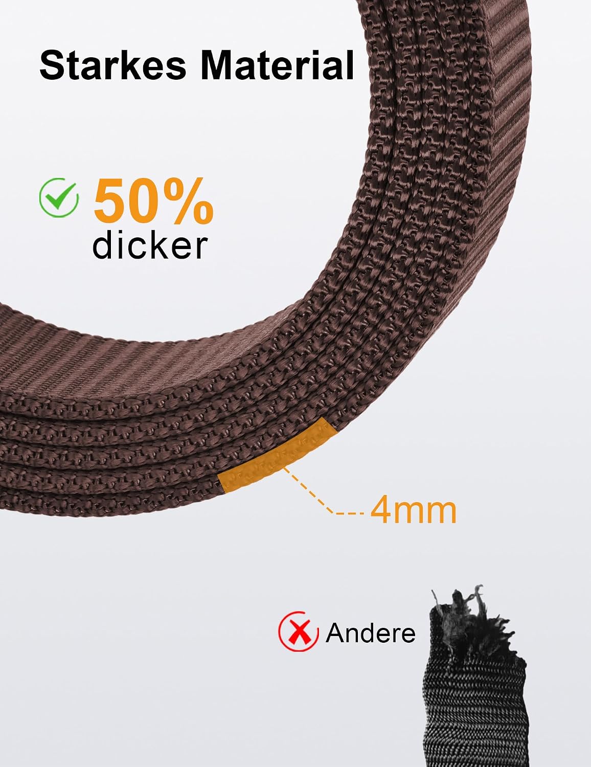 Detalle de JUKMO Automatik Gürtel Herren – Nylon 3,8 cm mit Ratschenschnalle