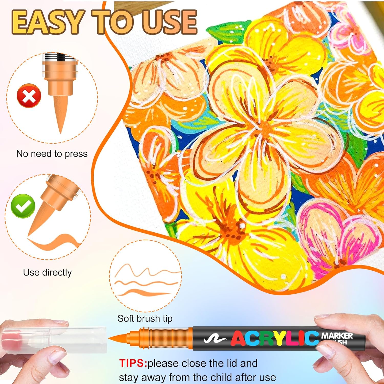 Thumbnail 2 de Gunsamg 120 Colours Acrylic Paint Marker Set with Flexible 1–5mm Brush Tip