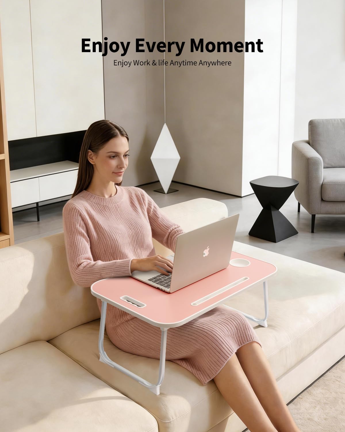 Thumbnail 1 de Ruxury RL2 Folding Lap Desk, Pink Wood Table with Cup Holder and Device Slot