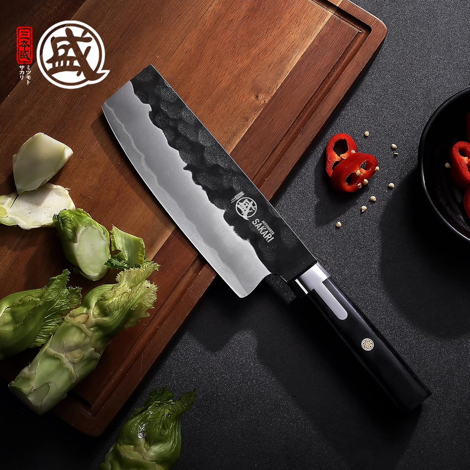 Thumbnail 6 de MITSUMOTO SAKARI MS-1991-G-IT Nakiri Knife, 16.5 cm S301 Steel Blade