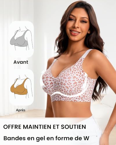 Detalle de HOWIN Soutien-gorge sans armature grande taille, bande jelly 360° et dos en U
