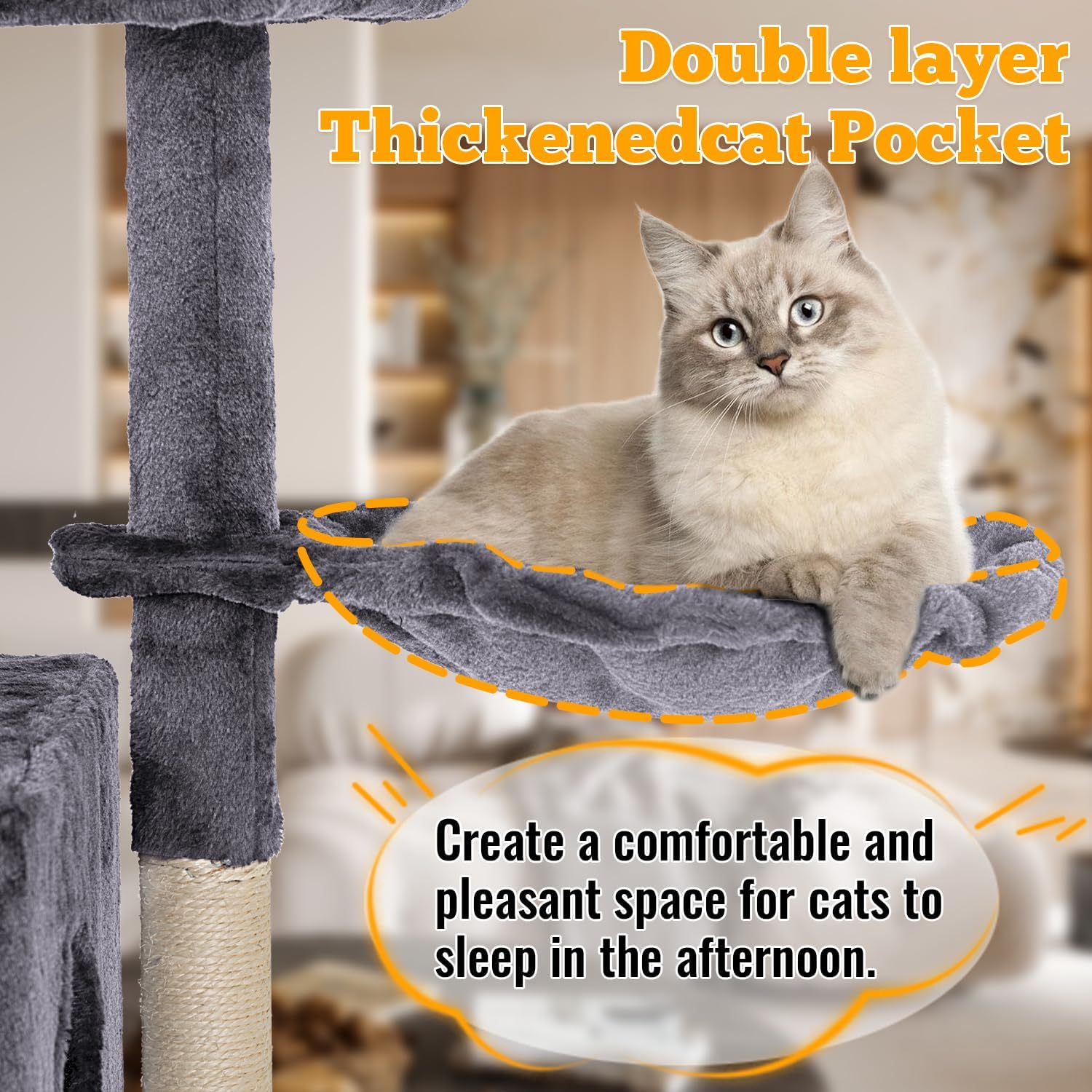 Detalle de FDW 37.8 inch Cat Tree, 3-Level Tower with Sisal Posts and Plush Perches