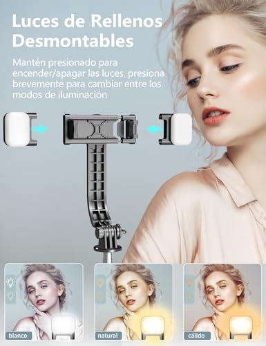 Detalle 2 de Selfie Stick Tripod with Light 45"