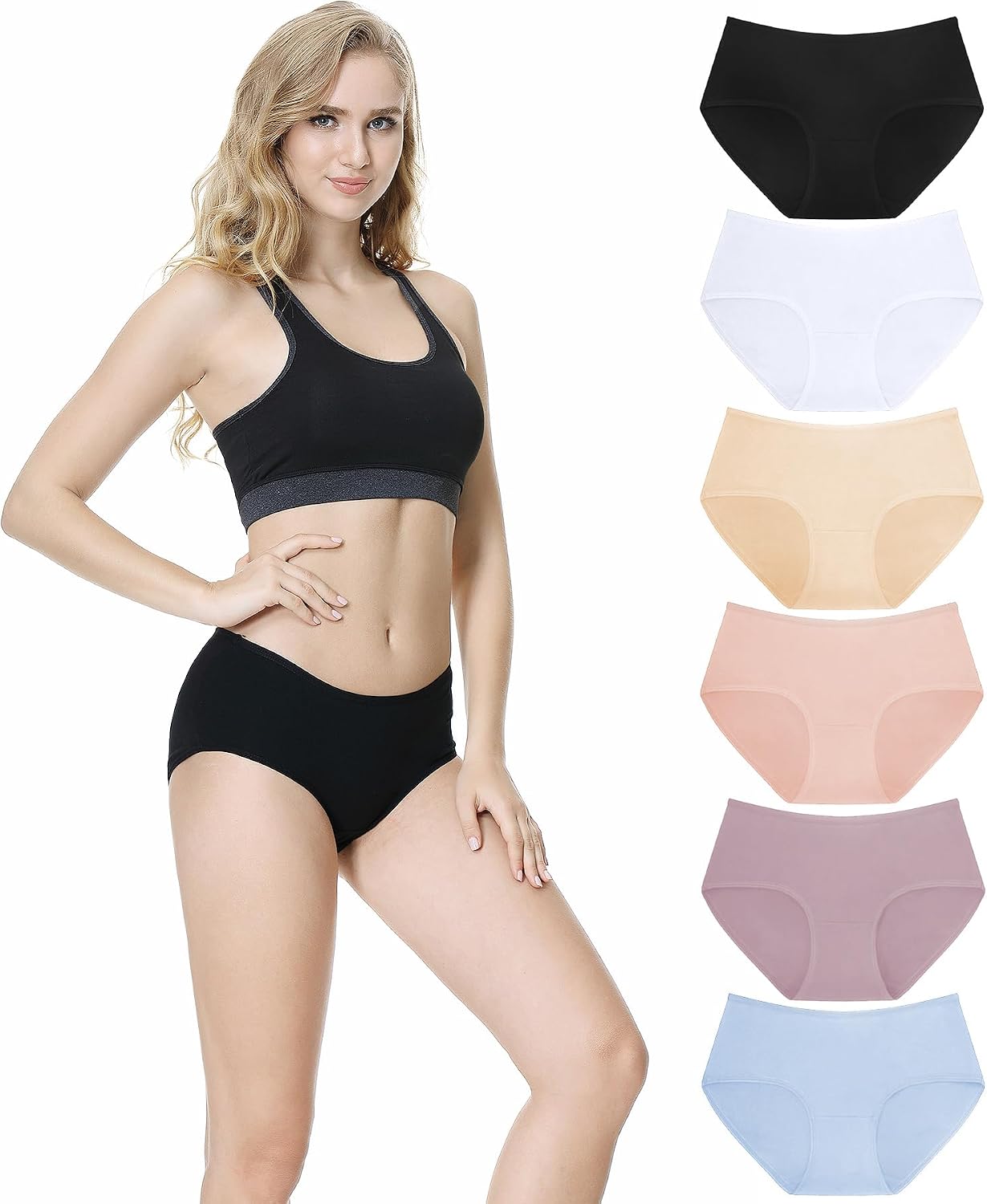 Detalle de TUUHAW lot de 6 culottes femme midi en coton et élasthanne (taille XXL)