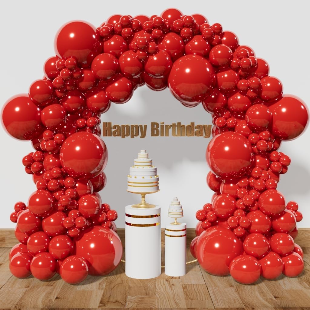 Detalle de KAWKALSH-003 Red Latex Balloon Arch Kit, 111 Pieces in Three Sizes