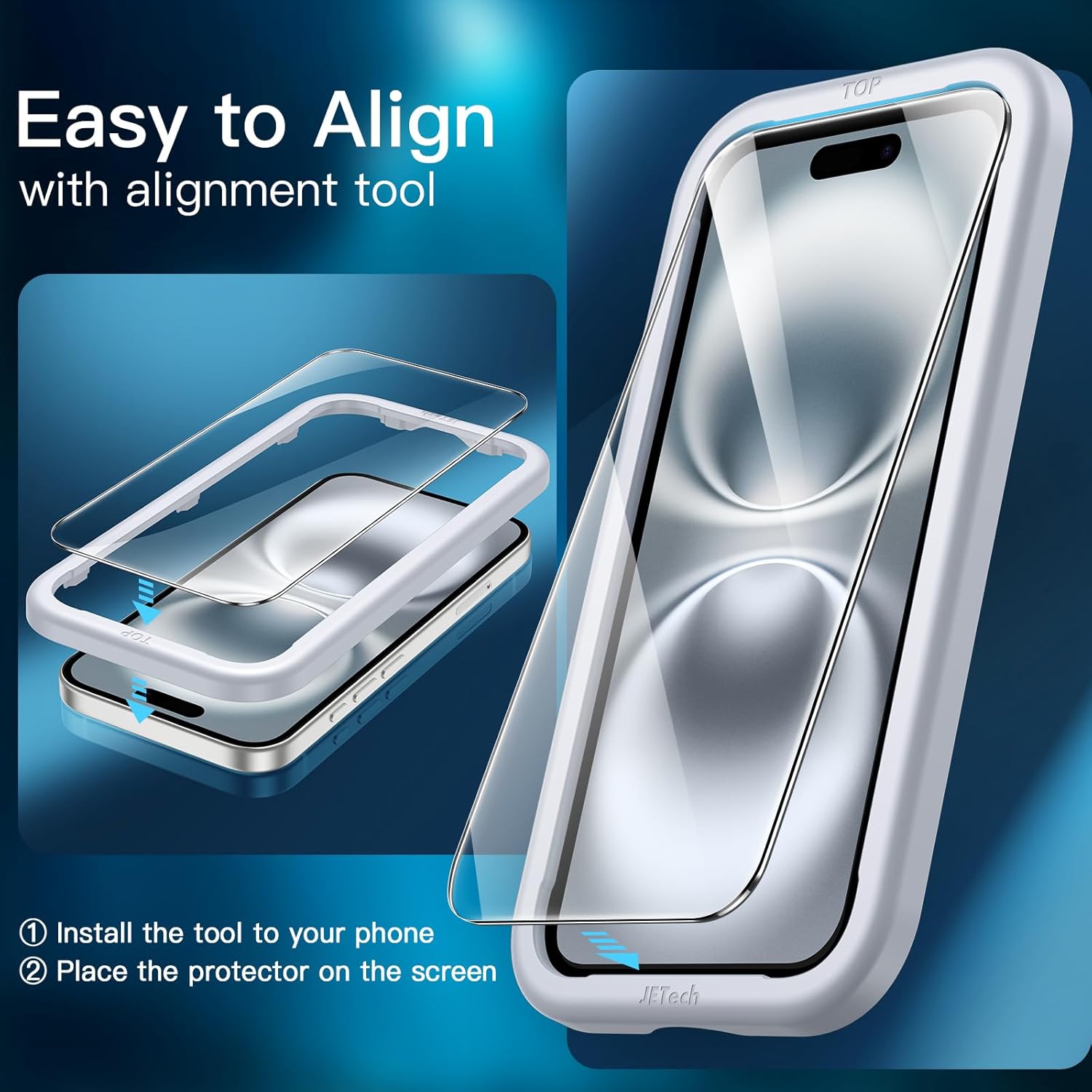 Detalle 2 de JETech Panzerglas für iPhone 16 6,1" 3er-Set