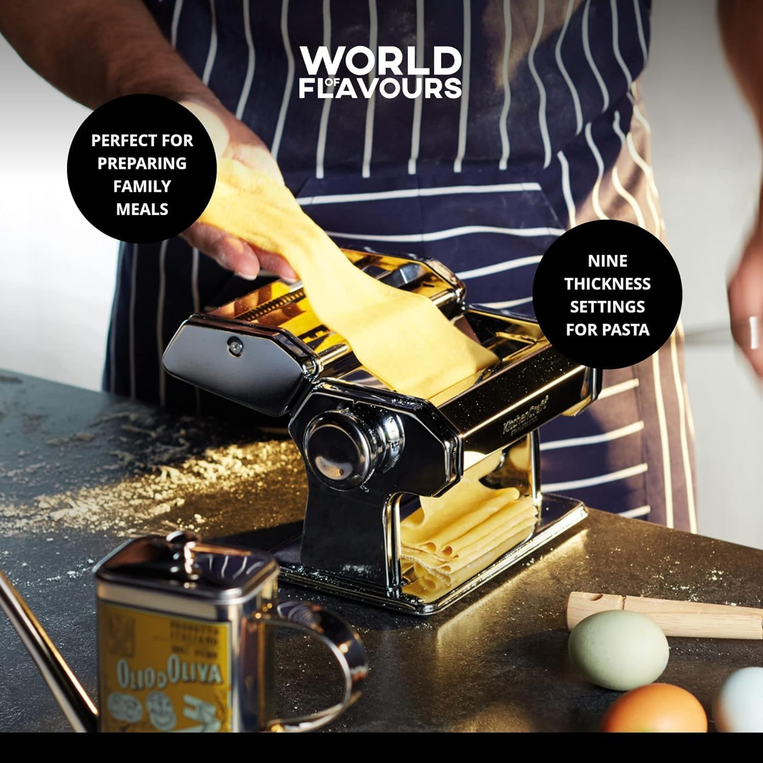 Thumbnail 4 de KitchenCraft World of Flavours Pasta Maker, Manual Pasta Machine