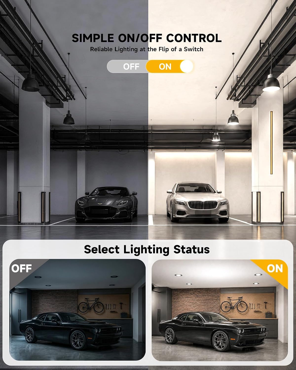 Detalle 2 de 300W Equivalent LED Light Bulb (4-Pack) — 4060 Lumens, 5000K Daylight, E26 – A23 Size for Garage, Warehouse, Workshop