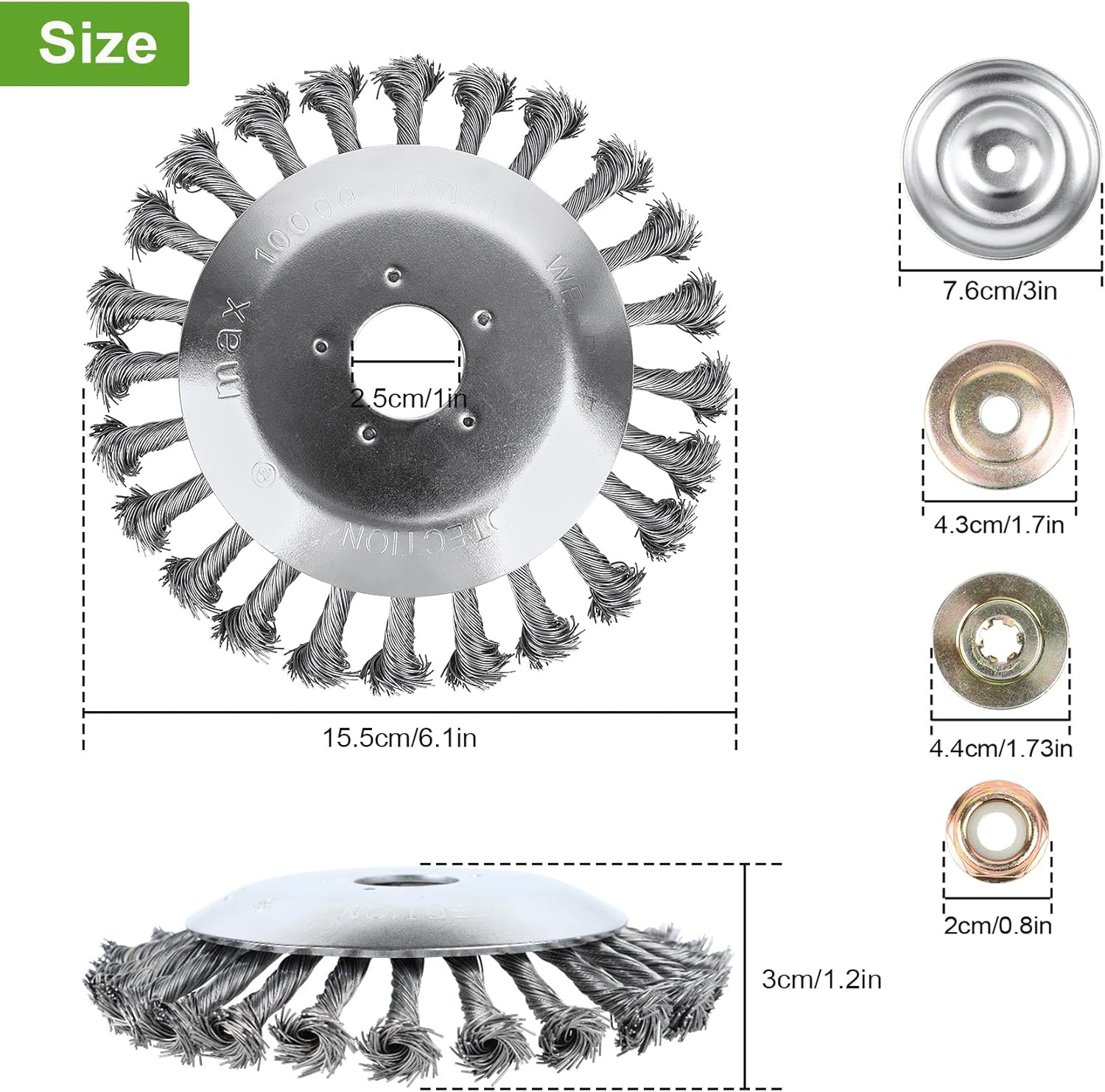 Detalle de Forever Speed Unkrautbürste Wildkrautbürste für Rasentrimmer – 6" 25,4 x 150 mm Stahlbürste