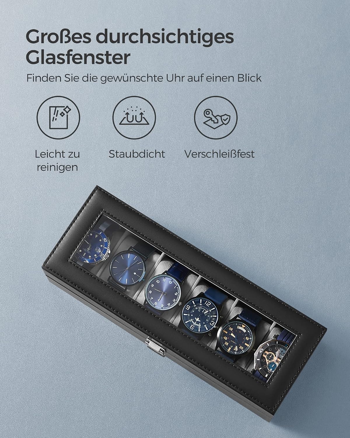 Detalle 2 de SONGMICS JWB06BK Uhrenbox 6 Fächer