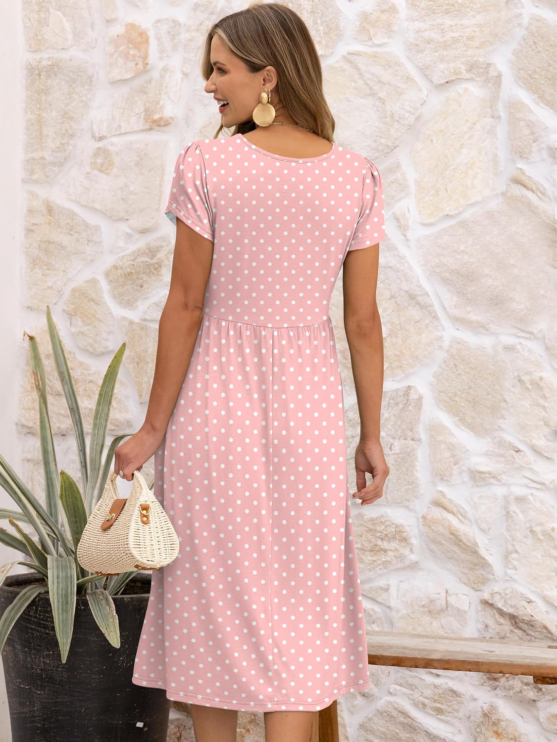 Thumbnail 2 de ANRABESS Women's Summer Short Sleeve A-Line Midi Dress with Pockets