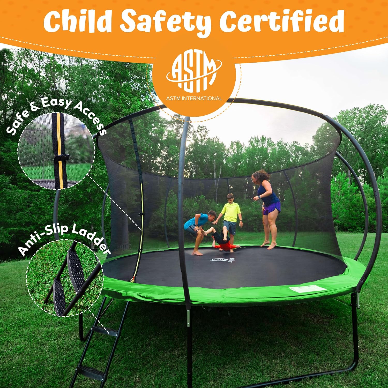 Detalle de JUMPZYLLA 16FT Outdoor Trampoline with Net, 90 Springs, Galvanized Steel Frame