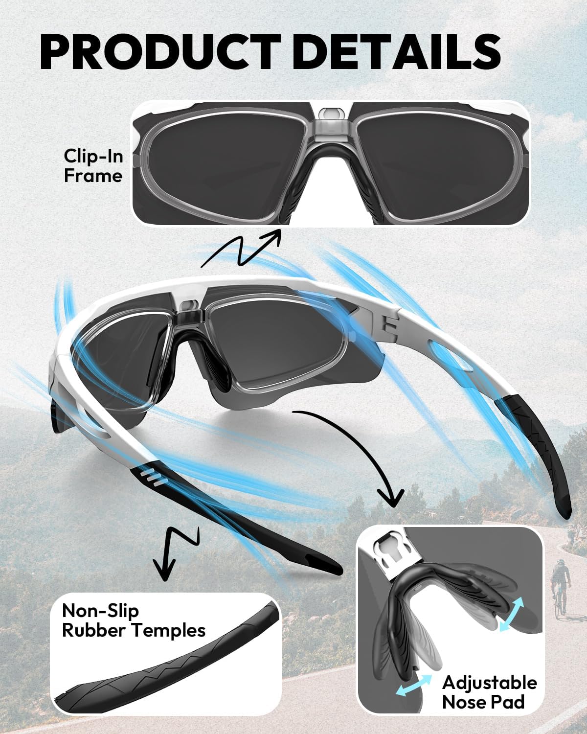 Thumbnail 6 de Victgoal Fahrradbrille – polarisiert, UV400, ultraleichtes TR90 Rahmendesign für Radfahren, Laufen und Outdoor-Aktivitäten
