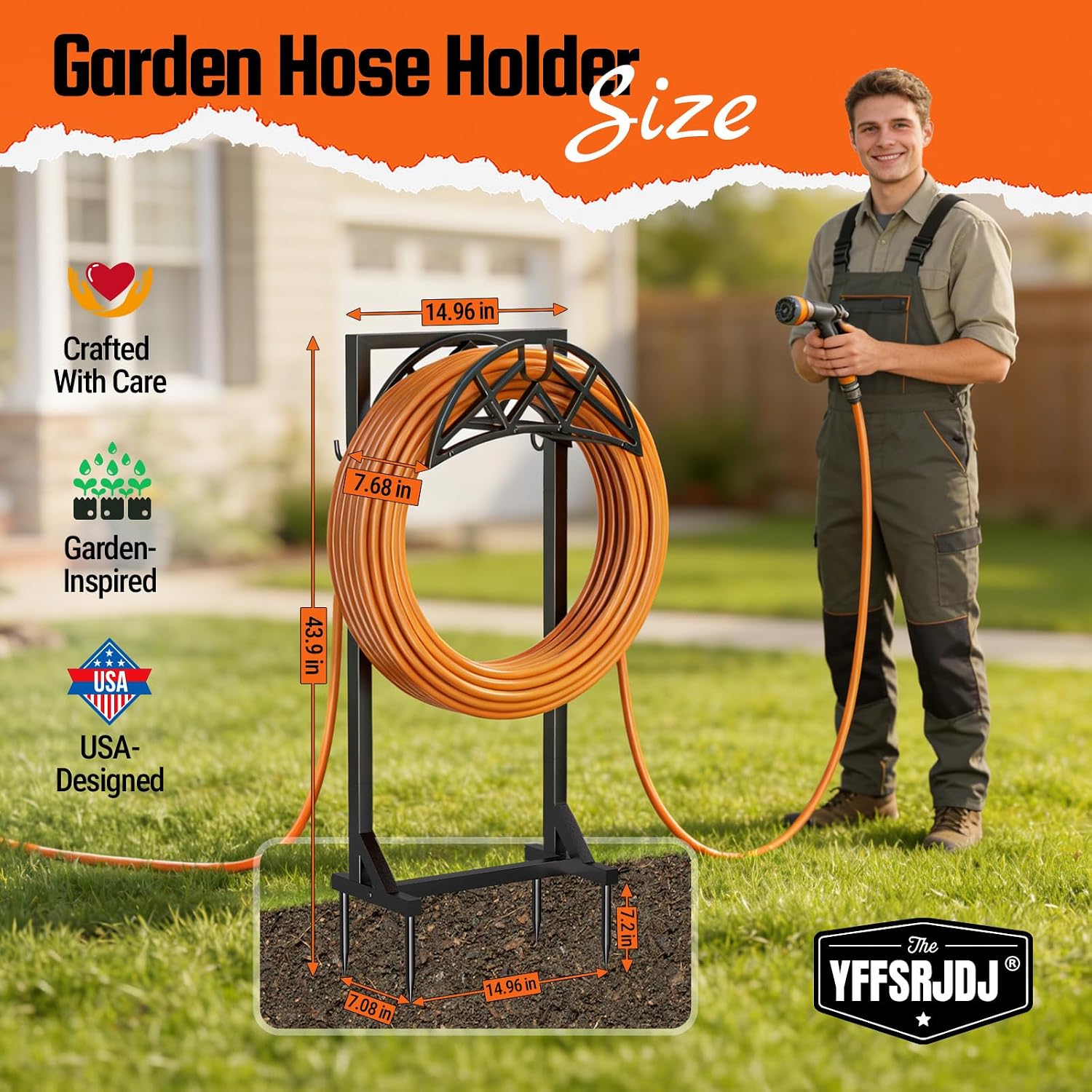 Detalle 2 de YFFSRJDJ Garden Hose Reel, Freestanding Alloy Steel Stand for 150 ft Hose