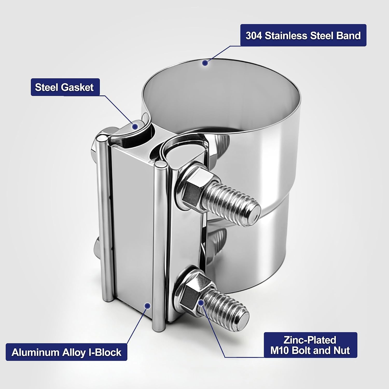 Thumbnail 6 de SKYMIRO 3 Inch Exhaust Clamp (2-Pack) — 304 Stainless Steel Lap Joint Band Clamp