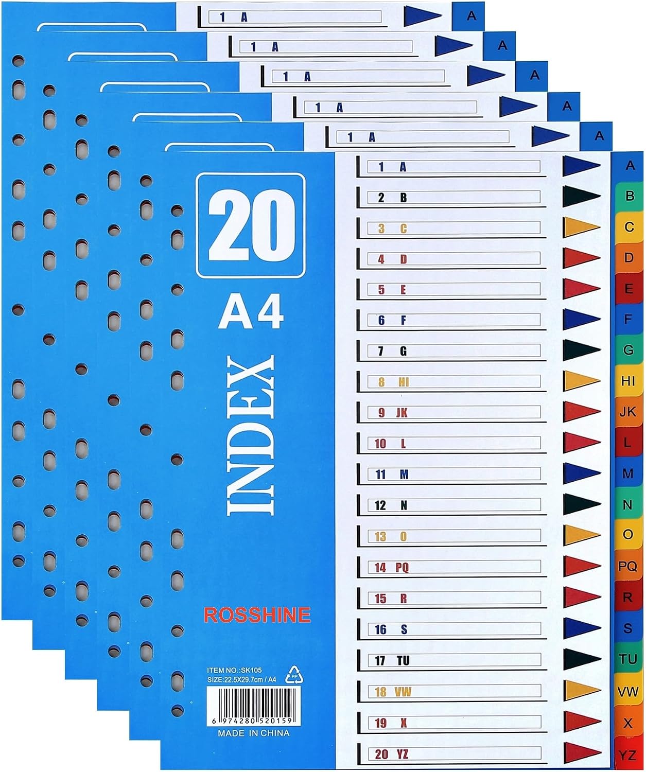 Detalle de A-Z A4 file dividers, 6 pack PVC