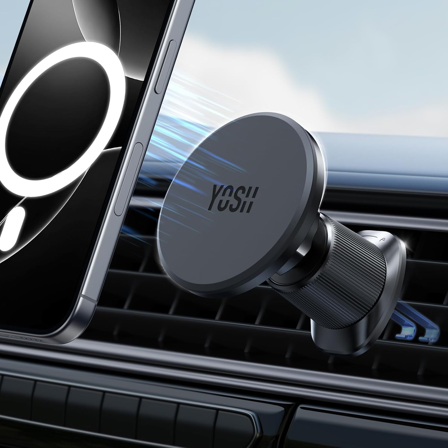 Detalle de YOSH für MagSafe Handyhalterung Auto – magnetische 360°-Halterung für iPhone 17/16/15/14/13/12 (Pro/Max & mini)