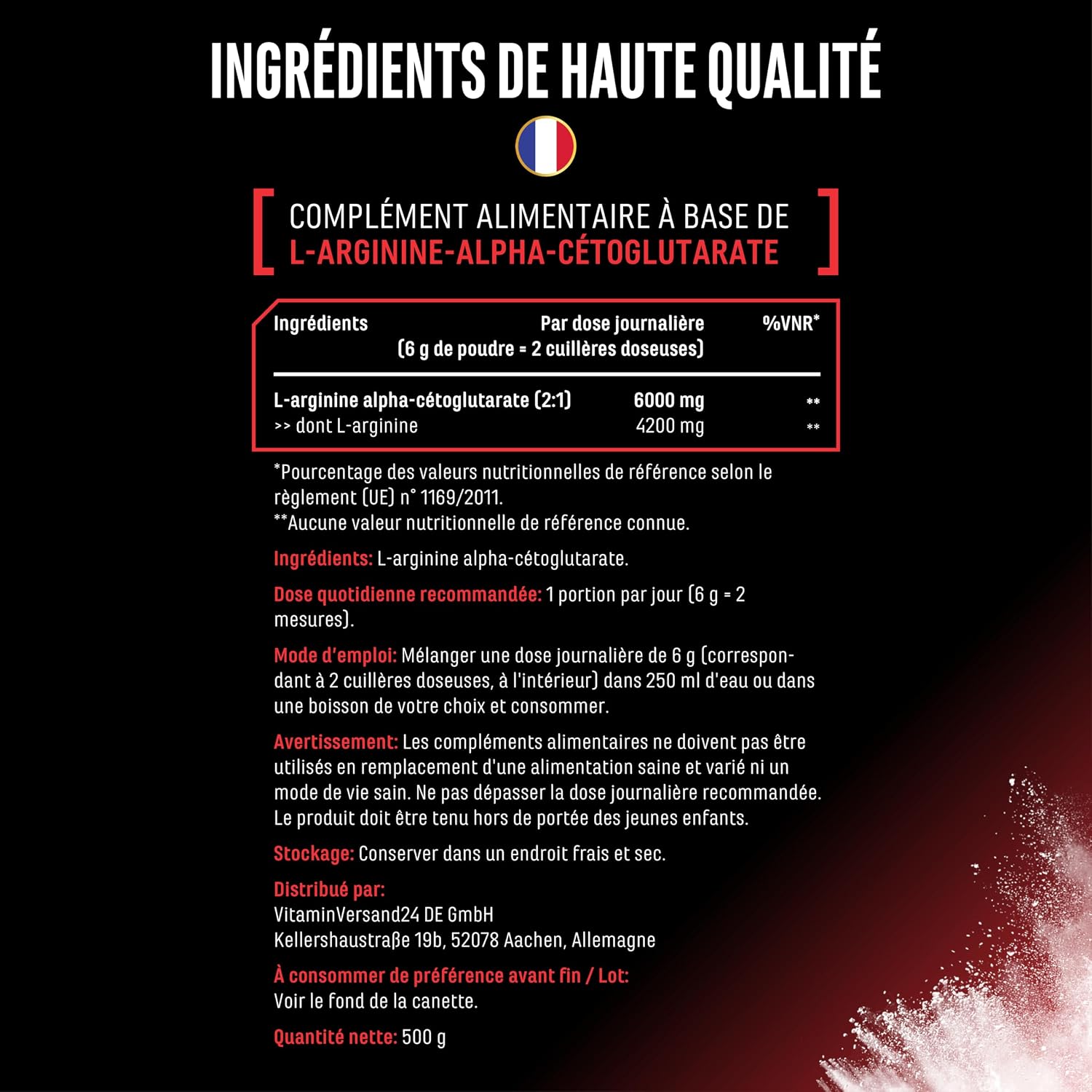 Thumbnail 4 de AAKG 500 g L-Arginine Alpha-Cétoglutarate