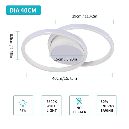 Thumbnail 3 de Comely Plafoniera LED rotonda da soffitto 42W, 4800LM, 6500K – Design Moderno, Bianco