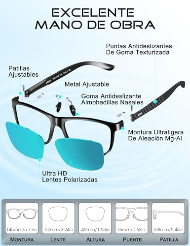 Detalle 2 de ATTCL Hombre gafas de sol polarizadas Al-Mg con UV400 (CAT 3) 8587, marco super ligero azul