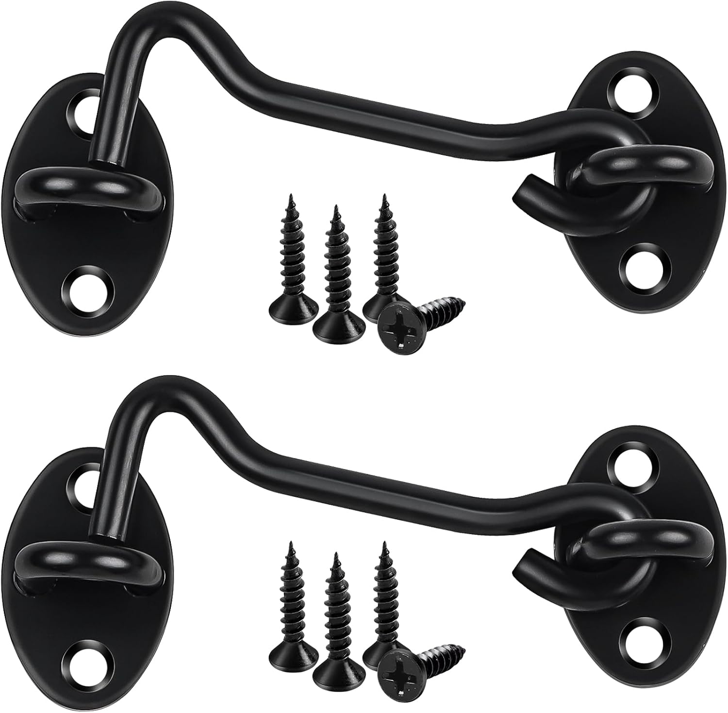 Jeboler Hook and Eye Latch 4 Inch (100 mm) – Stainless Steel Black, 2 Pcs with Screws