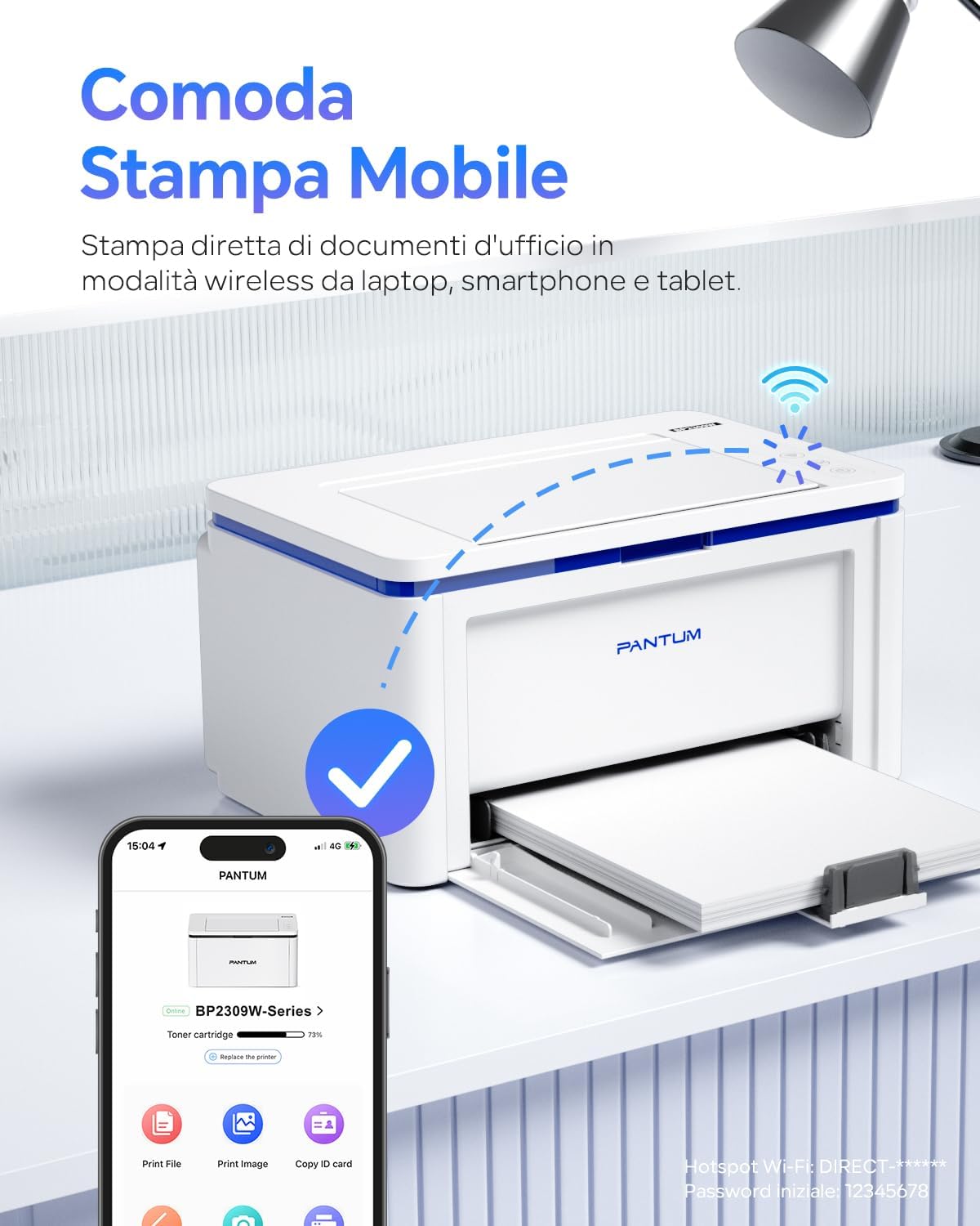 Thumbnail 1 de Pantum BP2309W: stampante laser wireless compatta per casa e piccolo ufficio