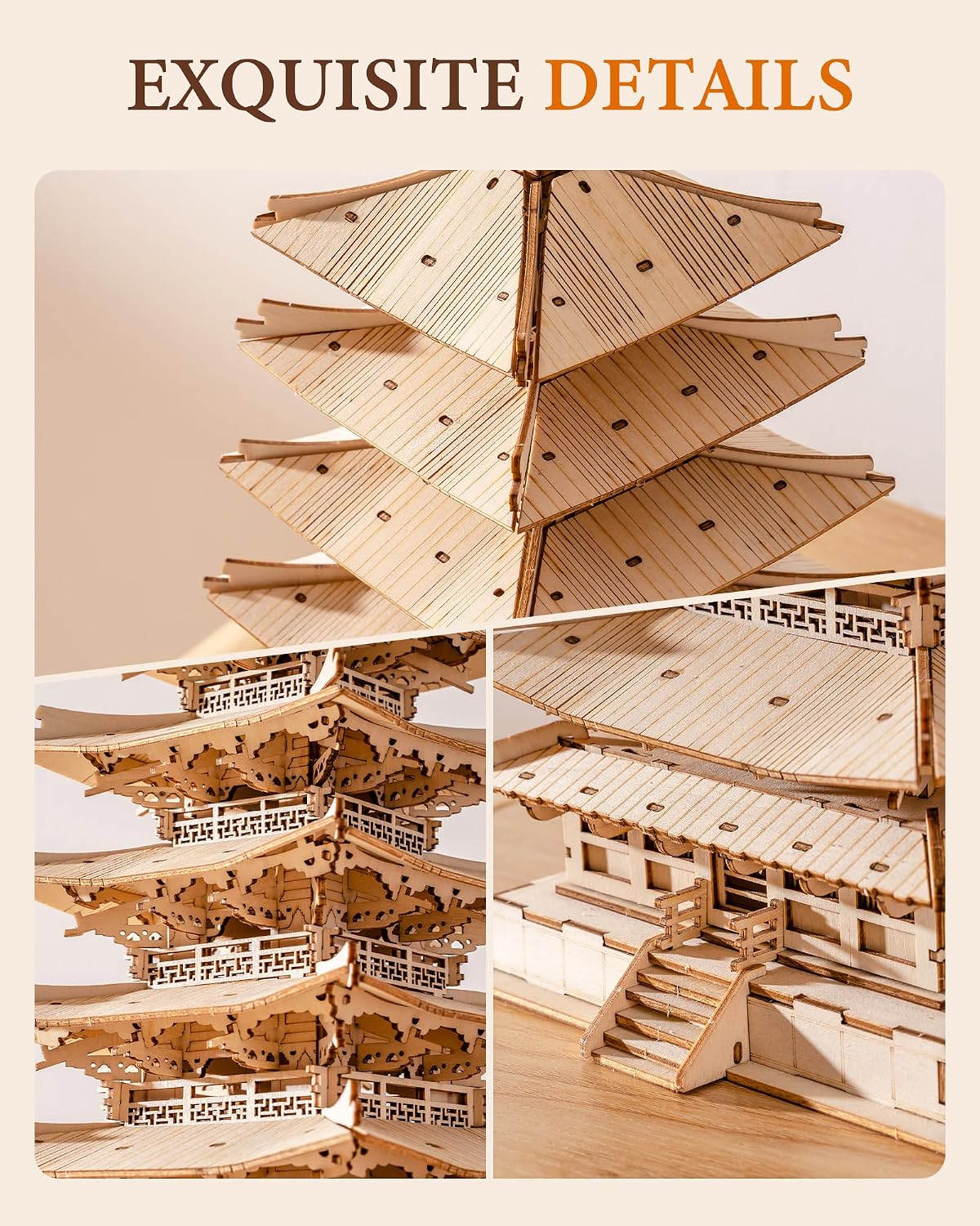 Thumbnail 2 de Rolife Pagode à cinq étages puzzle 3D en bois 🧩