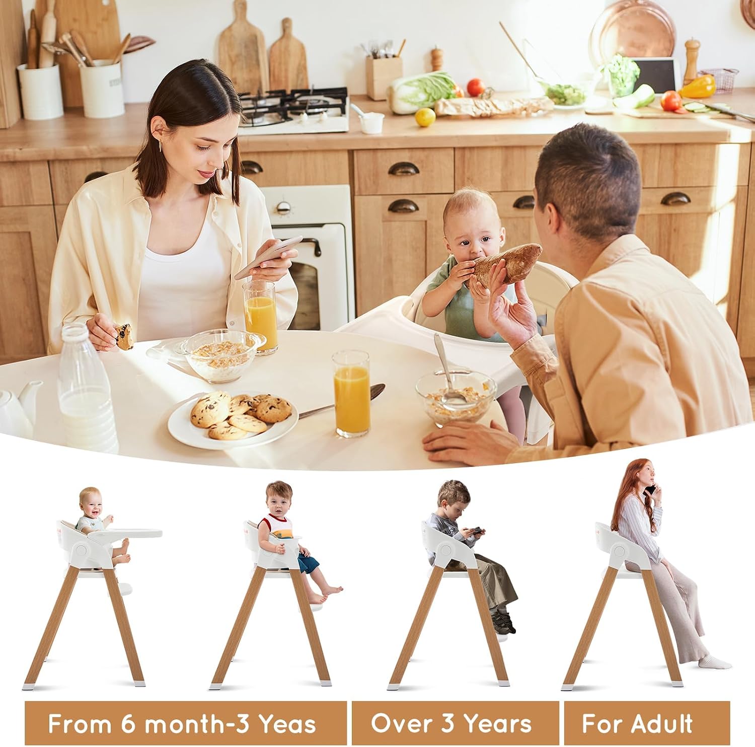 Thumbnail 1 de Ihoming 5-in-1 Convertible High Chair with Removable Tray and Foldable Frame