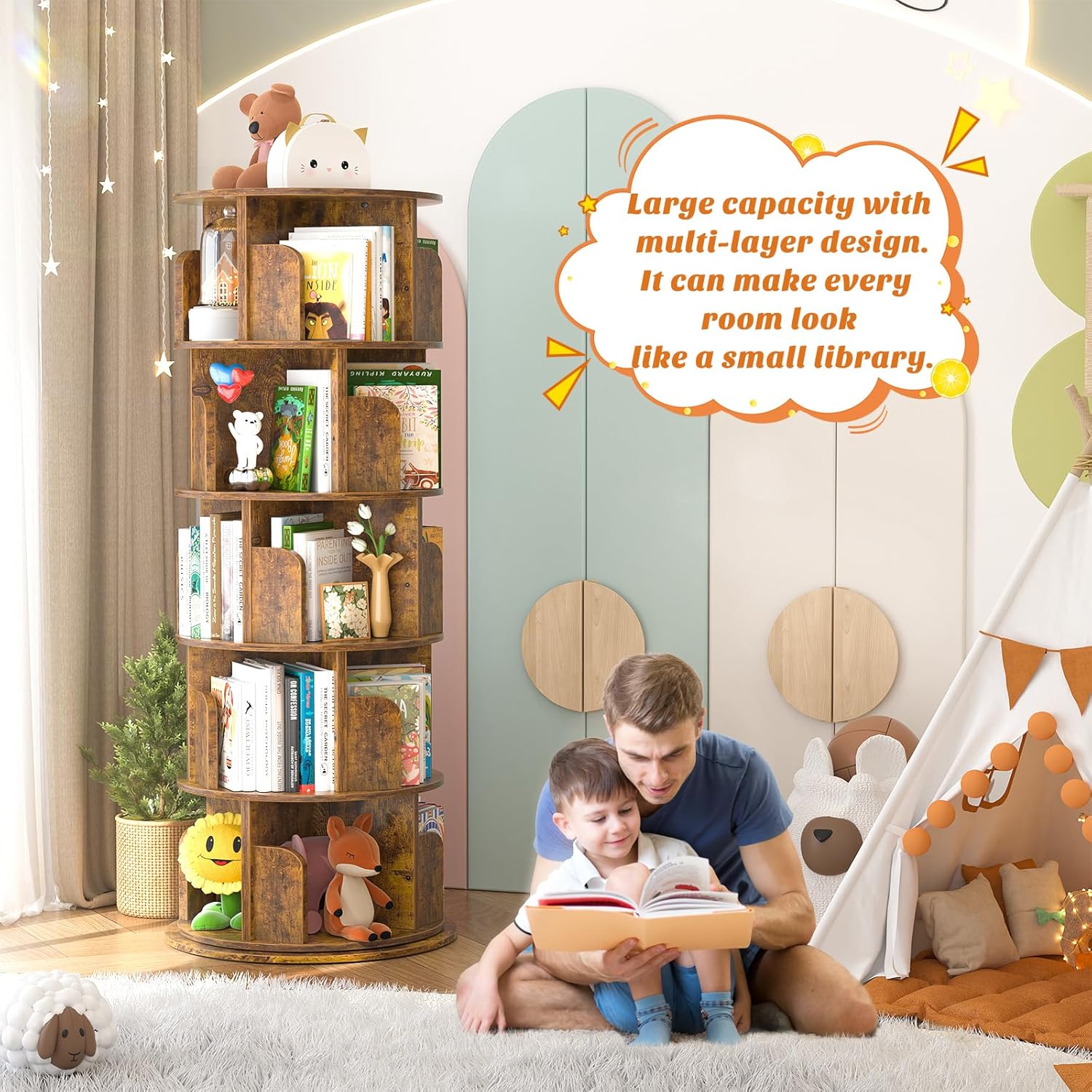 Detalle 1 de Aheaplus Rotating Bookshelf 63.6