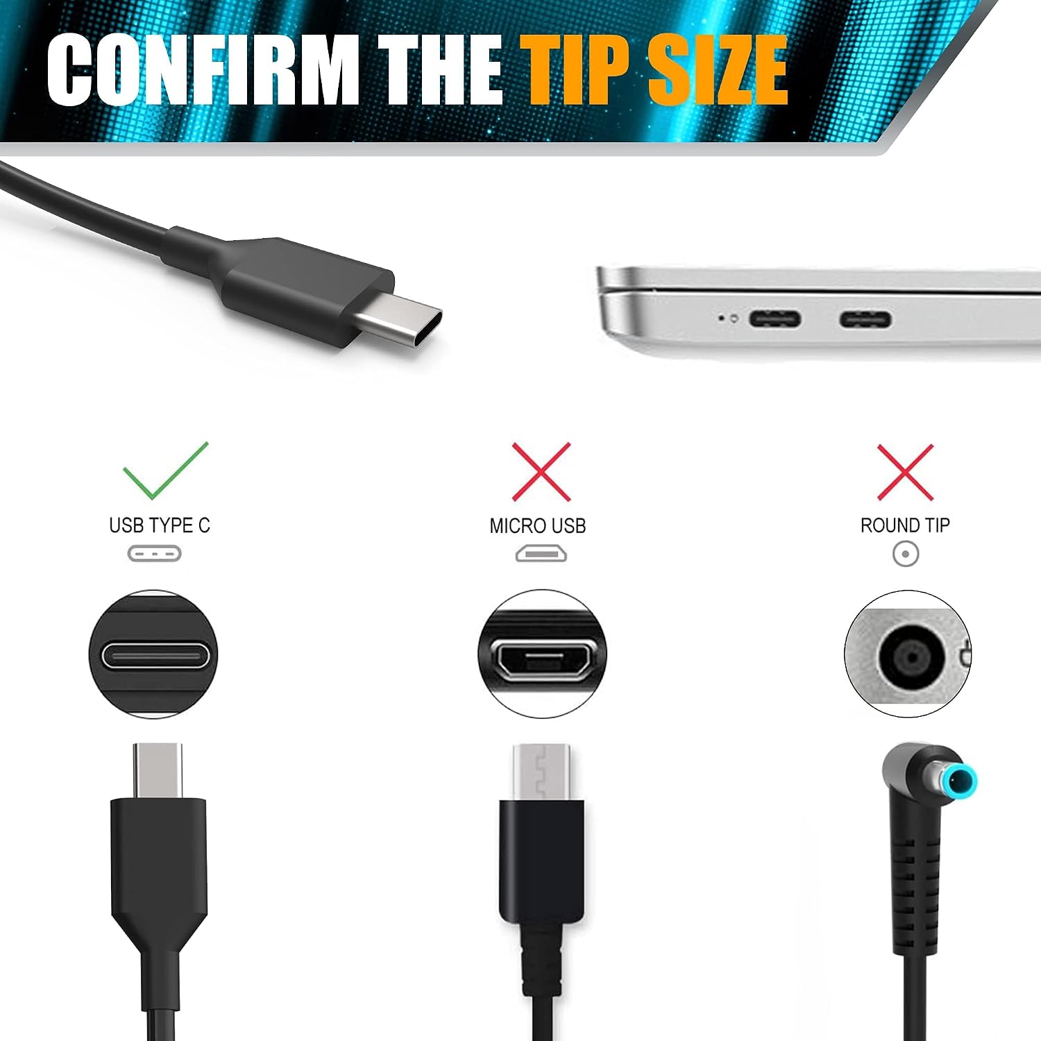 Thumbnail 1 de SLE-TECH Universal USB-C Chromebook Charger 65W (Type-C Power Cord), compatible with select HP, Lenovo, Dell, Acer, ASUS and more