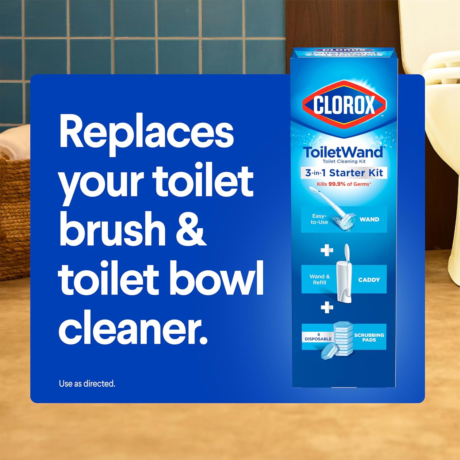 Thumbnail 6 de Clorox 03191CT Toilet Wand Disposable Cleaning Kit: Handle, Caddy & Refills (Case of 6)