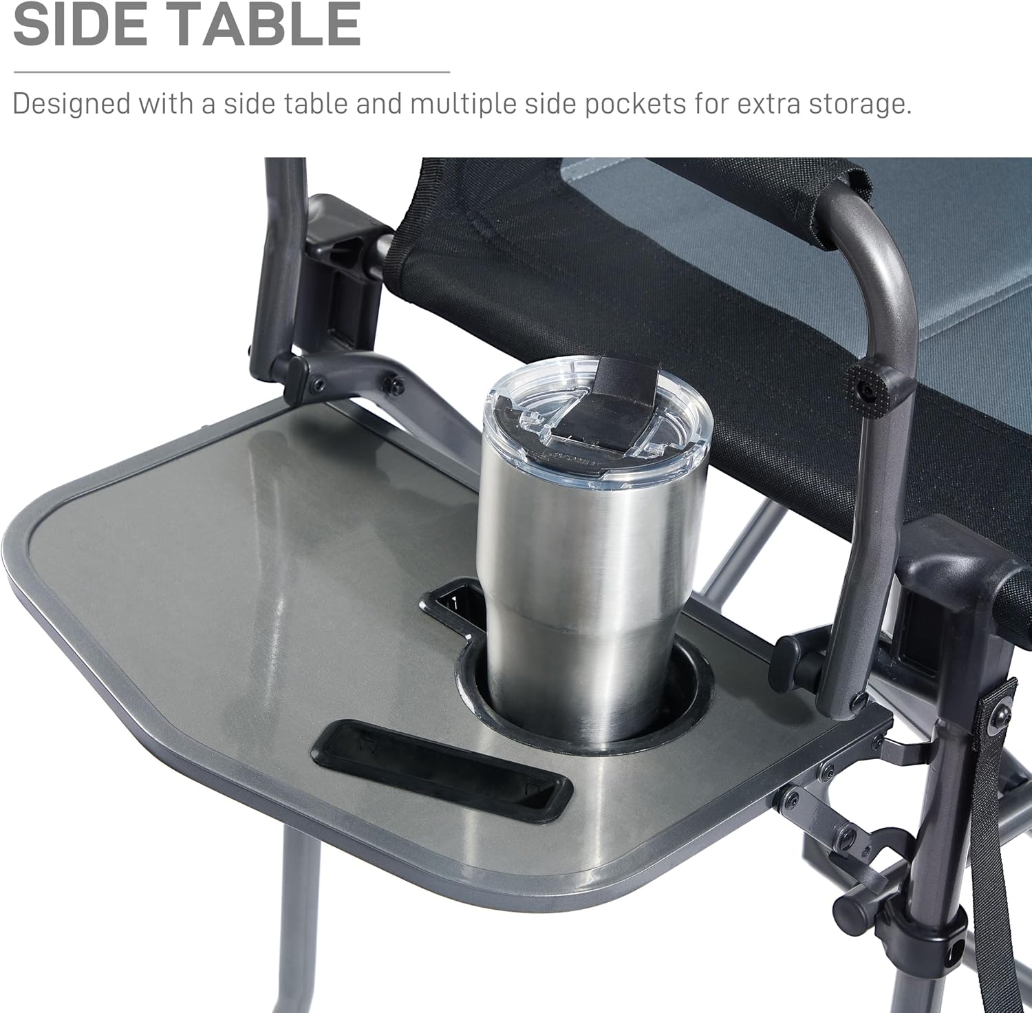 Thumbnail 6 de EVER ADVANCED EA-DC-1026T Tall Camping Director’s Chair with Side Table