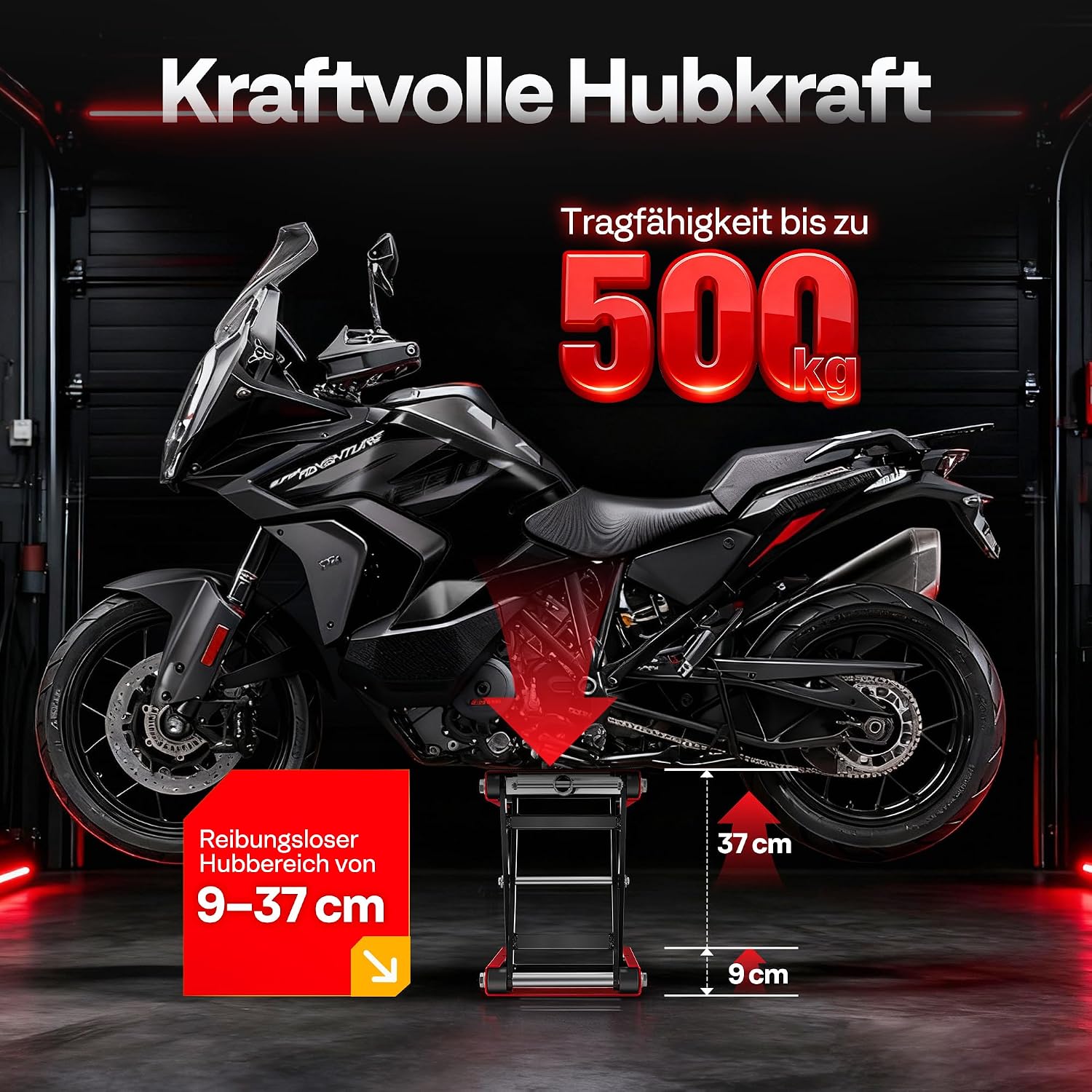 Thumbnail 1 de VIVOHOME Motorradhebebühne 500 kg Scherenwagenheber aus Stahl – mit breitem Deck und Kurbel