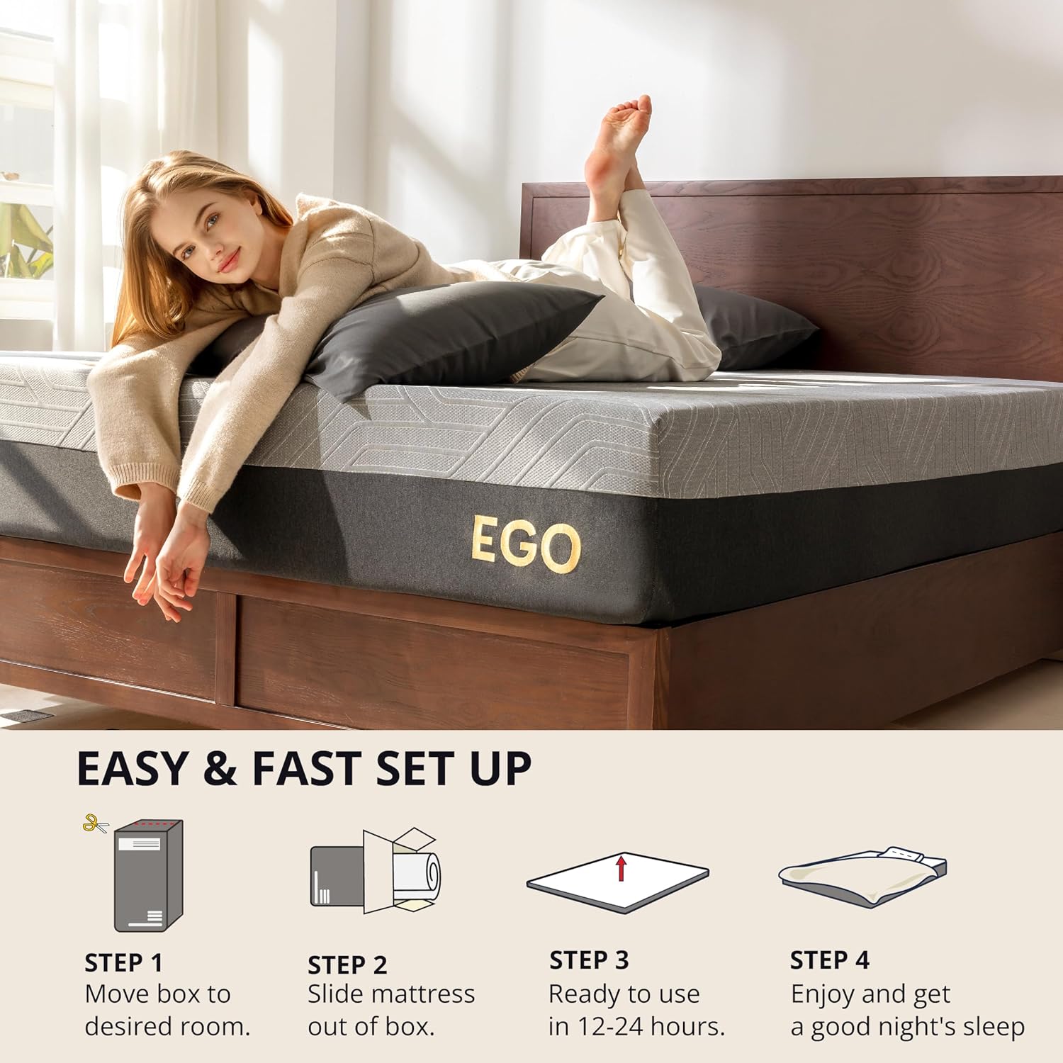 Thumbnail 4 de EGOHOME 10 Inch Full Memory Foam Mattress for Back Pain