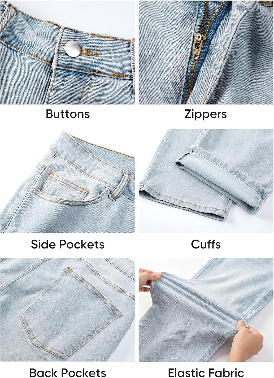 Thumbnail 6 de JMIERR Mens Baggy Jeans Wide Leg Y2K Loose Fit Denim Pants