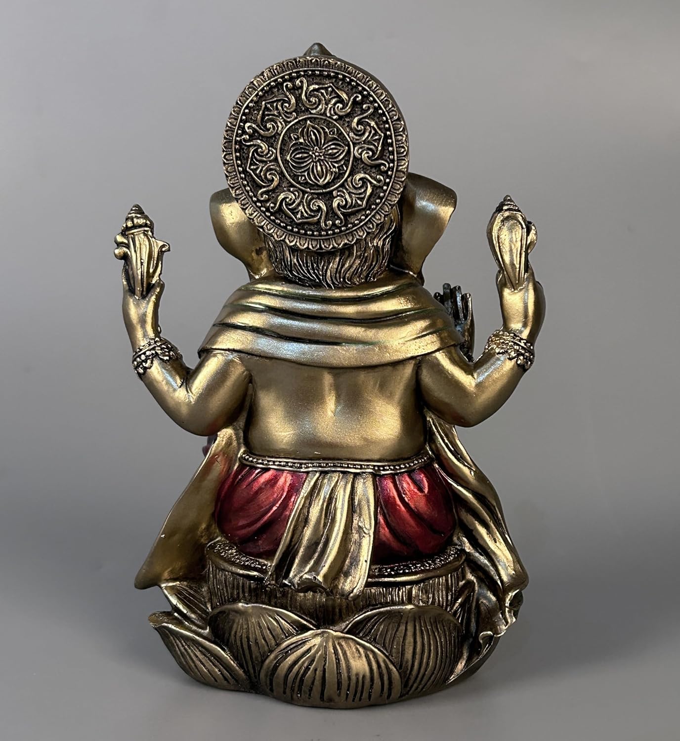 Thumbnail 1 de Statue JORAE de Ganesh & Bouddha assis sur un lotus (éléphant, bronze antique) – Figurine de méditation – 18,3 cm, polyrésine
