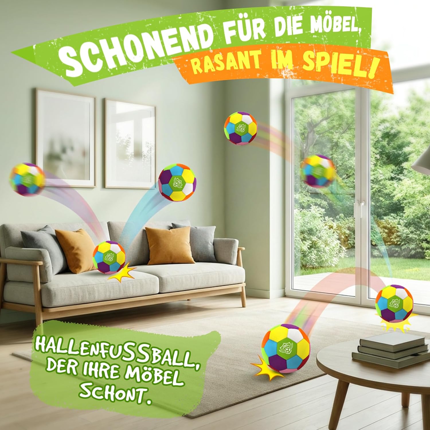 Thumbnail 3 de Jofuni Indoor-Fußball-Trainingsball Standardgröße 4 – weicher Hallenball für Zuhause (3–12 Jahre)