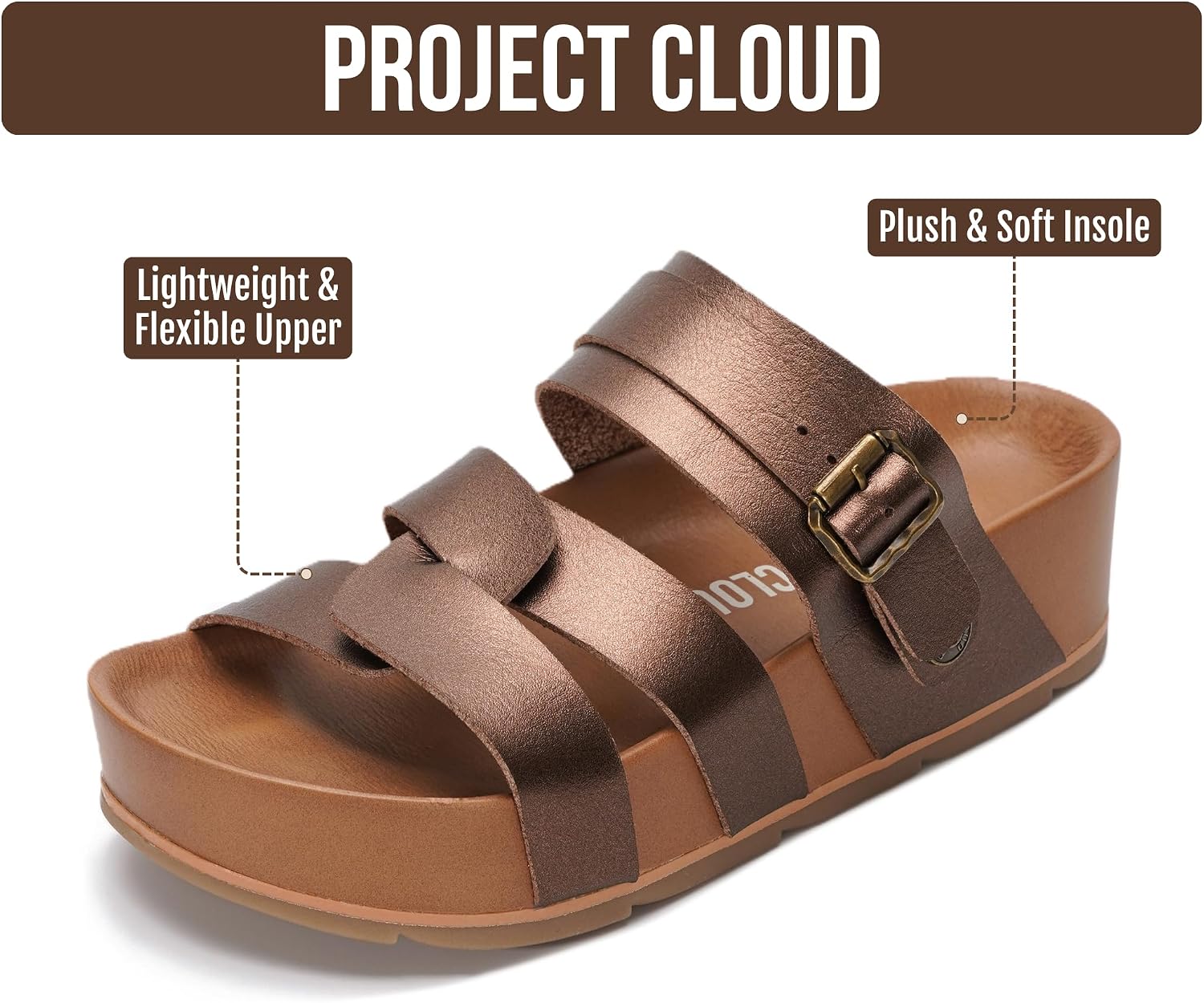 Detalle 2 de Project Cloud Platform Sandals Women – Strappy Wedges with Plush Insole