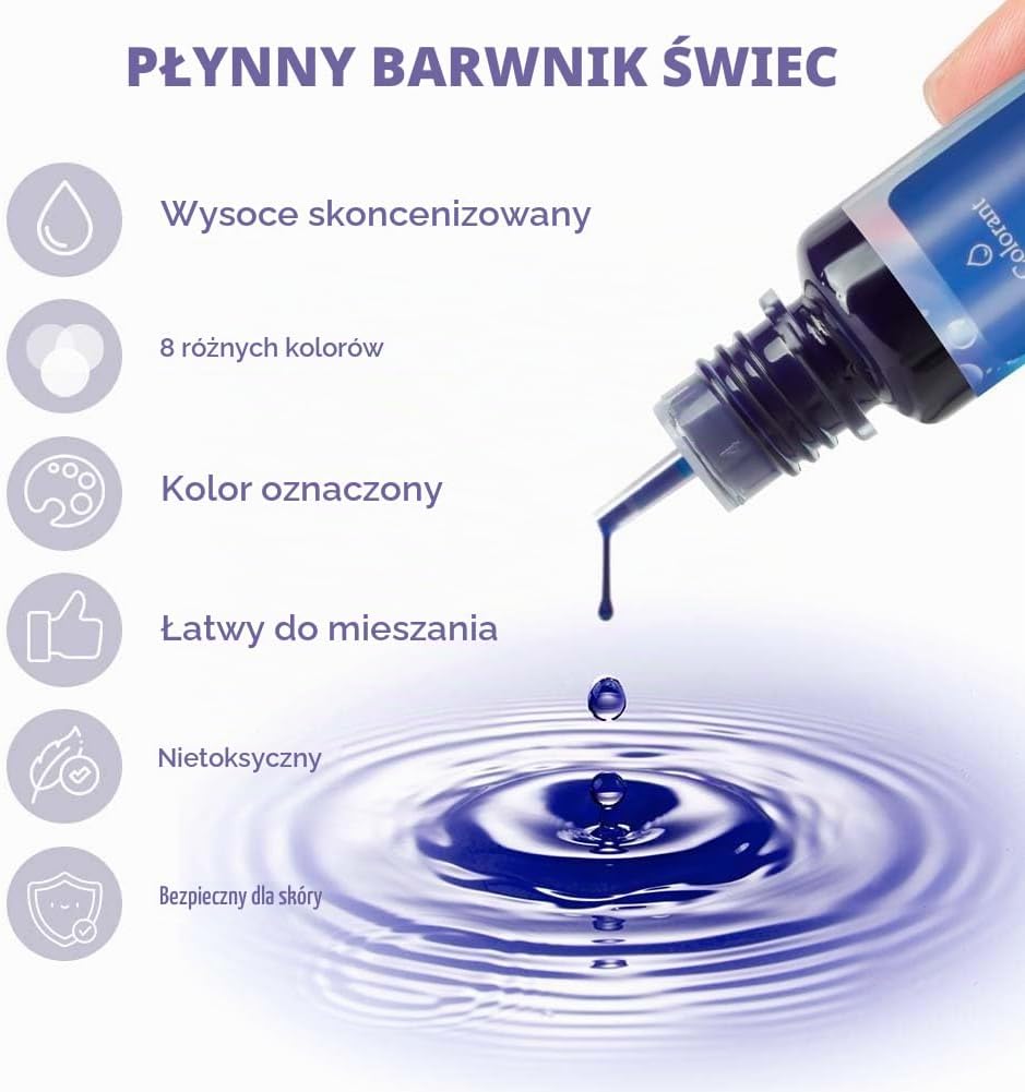 Detalle de Alaoo 4640104 – płynny barwnik do świec, 8 kolorów, koncentrat