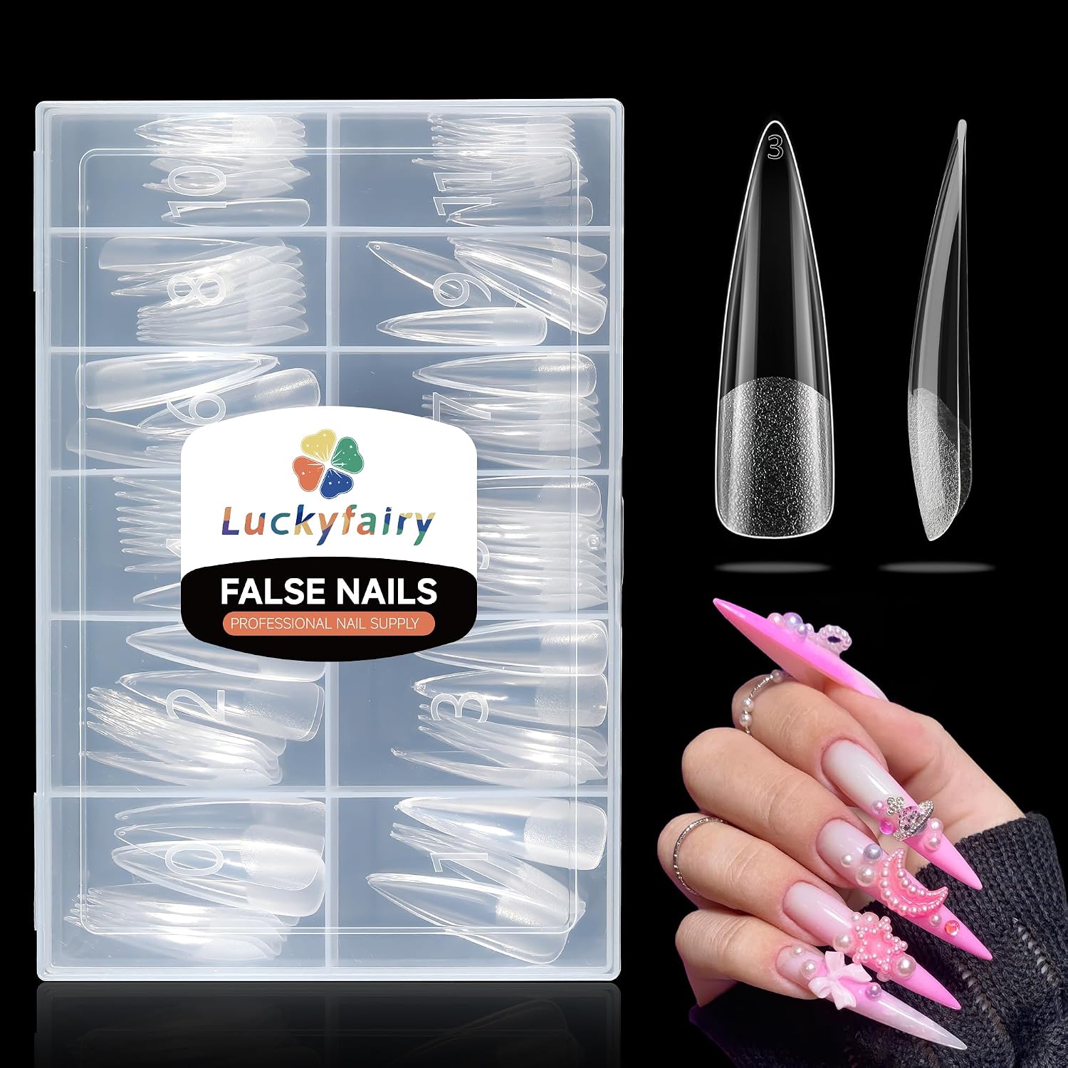 Detalle de Luckyfairy Stiletto Nail Tips, 120-Piece