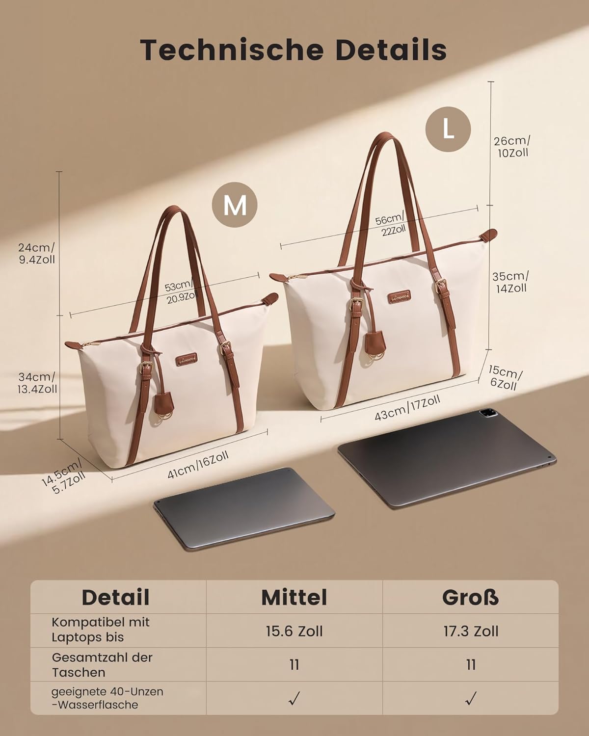 Thumbnail 4 de LOVEVOOK Laptoptasche Damen Handtasche Groß Shopper Tote Bag – Vielseitiger Begleiter für Arbeit & Alltag