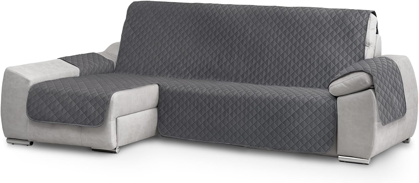 Detalle de textil-home Copridivano con penisola sinistra CIRCUS 200 cm, trapuntato grigio (con bracciolo)