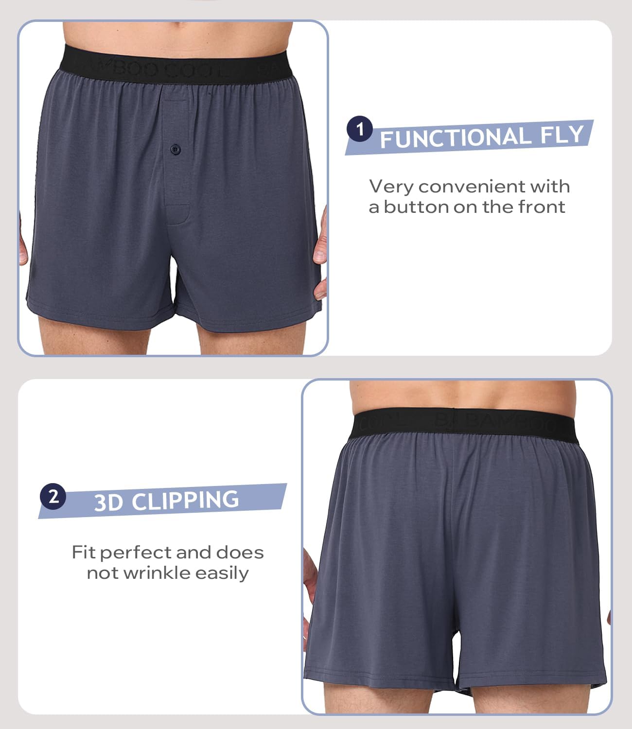 Detalle 2 de Bamboo Cool Men's Boxer Shorts, 4-Pack