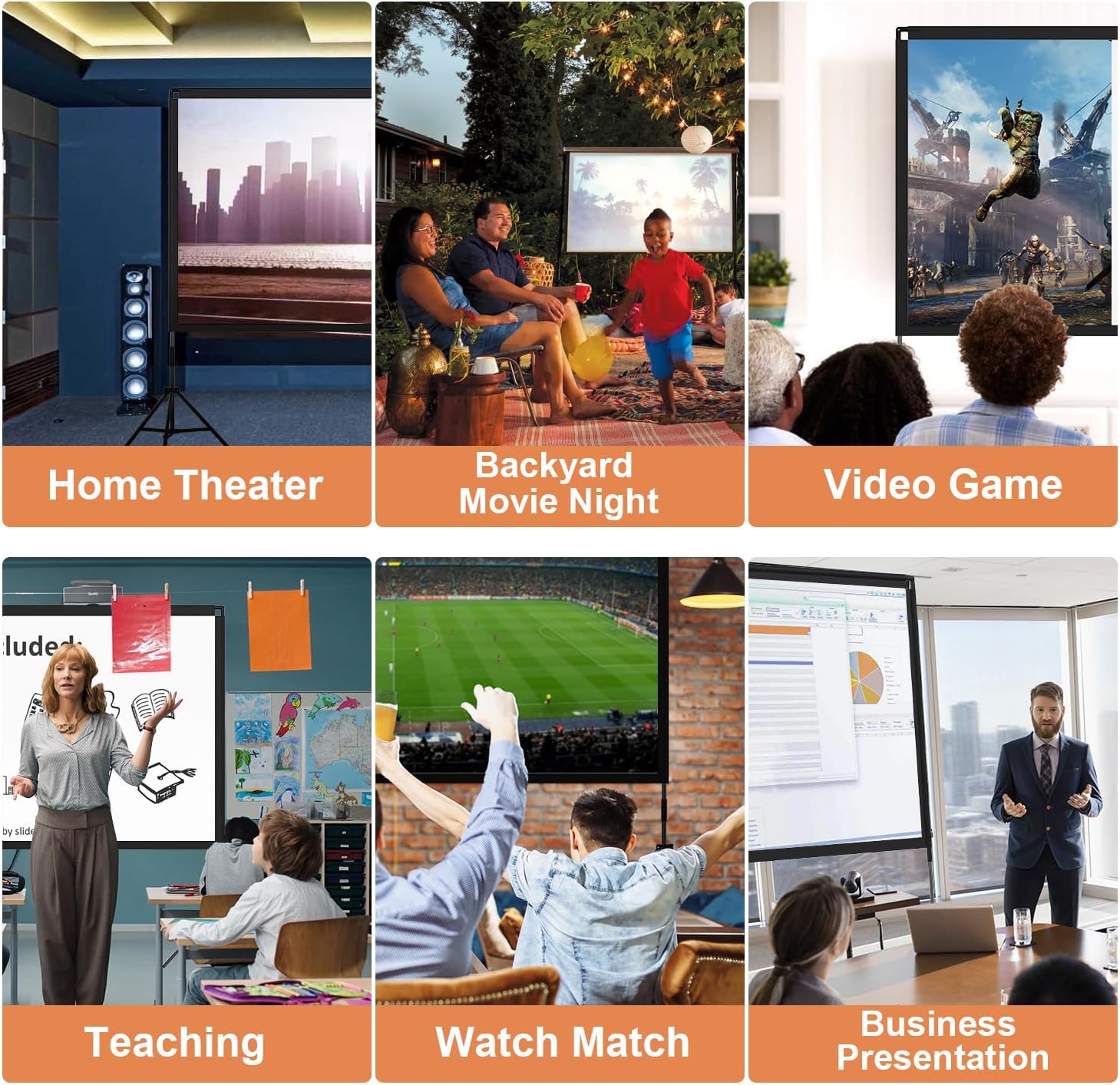 Thumbnail 5 de Towond 100-Inch Projector Screen with Stand — Portable, Foldable 16:9 for Indoor/Outdoor Use
