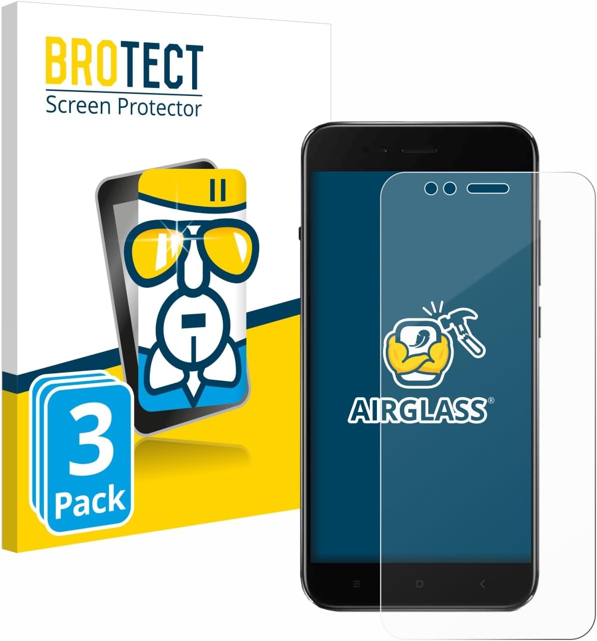 Detalle de brotect Pellicola Protettiva Vetro per Xiaomi Mi A1 – Kit 3 Pezzi, Durezza 9H, AirGlass