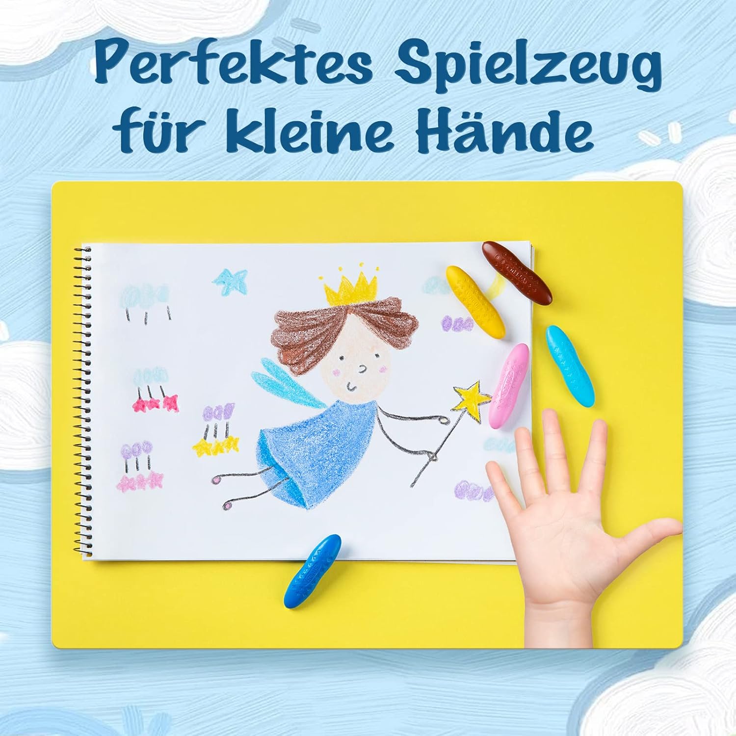 Thumbnail 4 de YPLUS Erdnuss-Wachsmalstifte mit 3 Malbüchern (Set mit 24 Farben) für Kleinkinder ab 2 Jahren