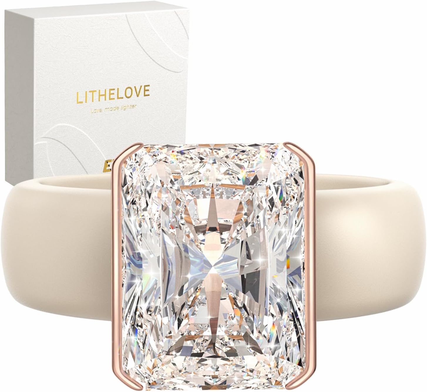 Detalle de Egnaro Silicone Engagement Ring, 11x8 mm Cubic Zirconia